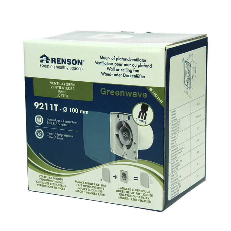Afbeelding laden in galerijviewer, Renson 1069251 - mech. ventilator met timer 9211t (dia 100) | 2 stuks