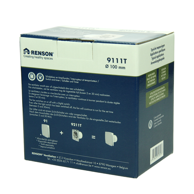 Afbeelding laden in galerijviewer, Renson 1069251 - mech. ventilator met timer 9211t (dia 100) | 2 stuks