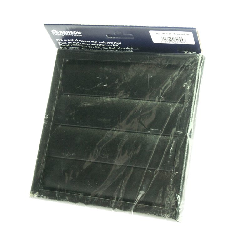 Afbeelding laden in galerijviewer, Renson 1069268 - dampkaprooster 4 klep pvc 742 (100-130) str 9005 (zwart) | 2 stuks