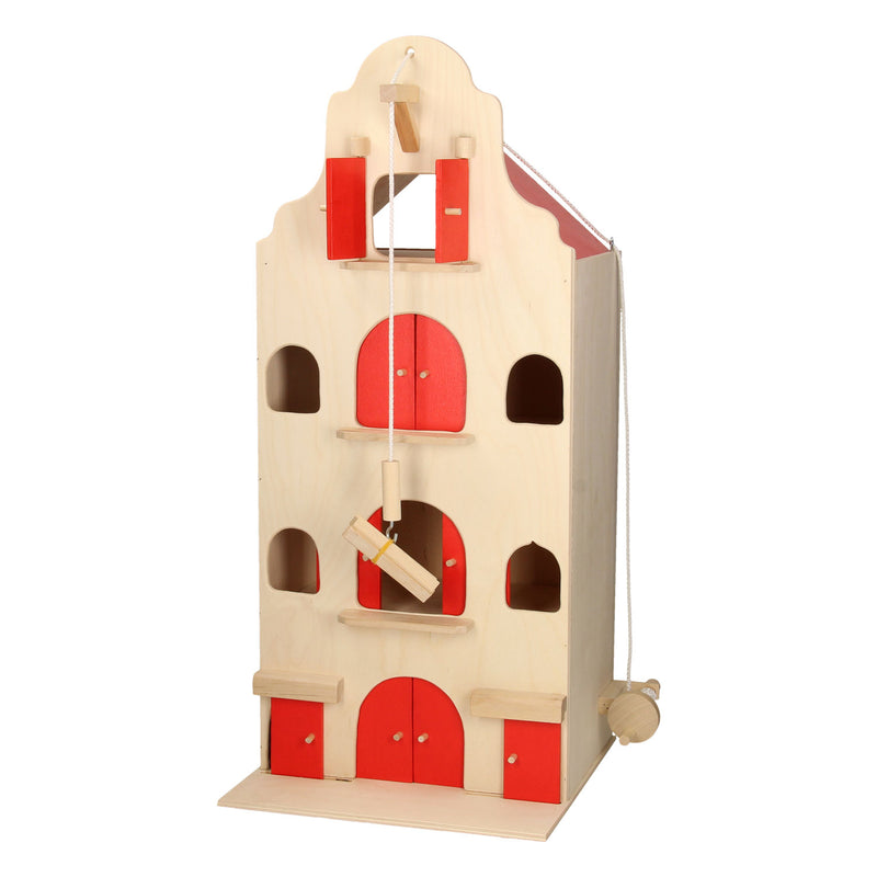 Afbeelding laden in galerijviewer, Playwood - houten pakhuis grachtenpand klein; hoogte 67 cm