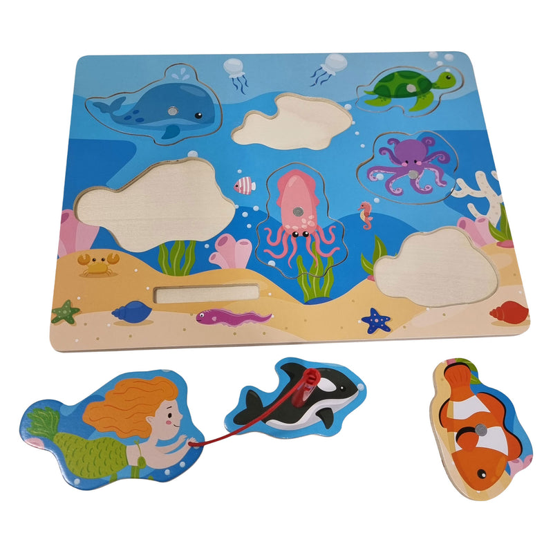 Cargue la imagen en el visor de la galería, Playwood houten legpuzzel en visspel - 7st.
