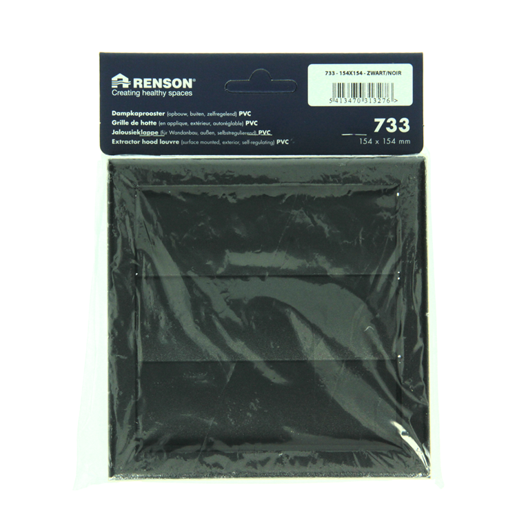 Afbeelding laden in galerijviewer, Renson 1069265 - opbouw dampkaprooster pvc 733 (154x154) str 9005 (zwart) | 2 stuks