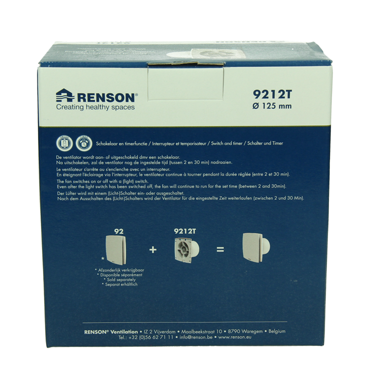 Afbeelding laden in galerijviewer, Renson 1069254 - mech. ventilator met timer 9212t (dia 125) | 2 stuks