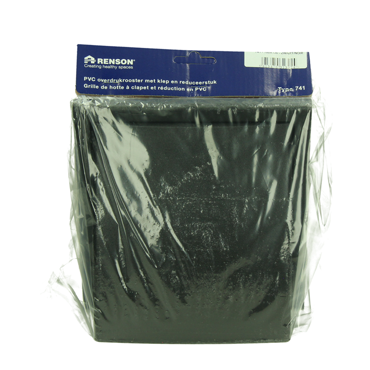 Afbeelding laden in galerijviewer, Renson 1069267 - dampkaprooster 1 klep pvc 741 (100-130) str 9005 (zwart) | 2 stuks