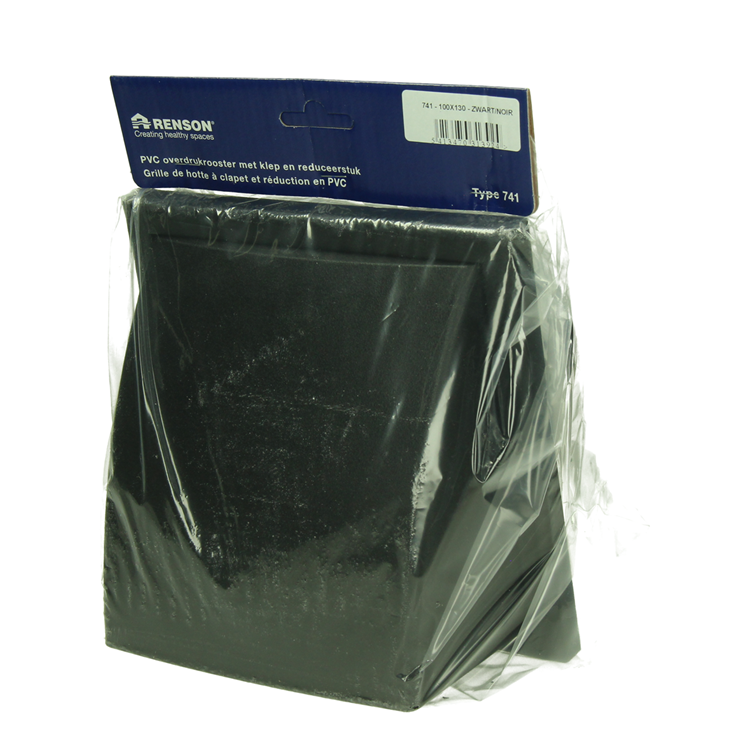 Afbeelding laden in galerijviewer, Renson 1069267 - dampkaprooster 1 klep pvc 741 (100-130) str 9005 (zwart) | 2 stuks