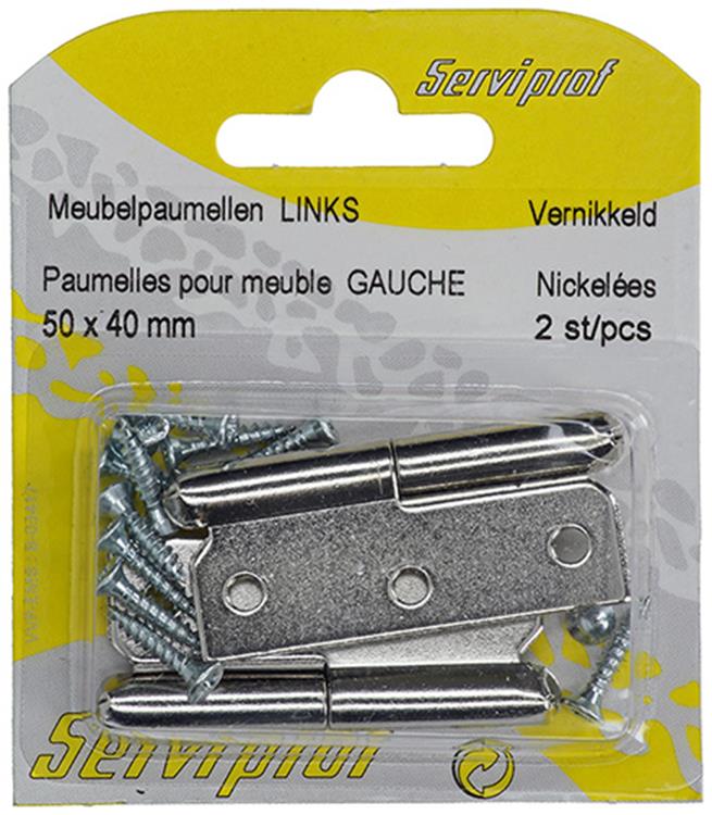 Afbeelding laden in galerijviewer, Mack 1013352 - 2 meubelpaumellen links vernikkeld h 50 x b 40 mm | 5 stuks