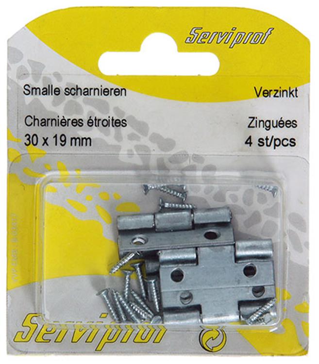 Afbeelding laden in galerijviewer, Mack 1013544 - 4 smalle scharnieren verzinkt h 30 x b 19 mm | 5 stuks