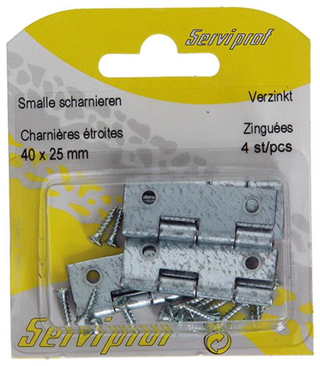 Afbeelding laden in galerijviewer, Mack 1013246 - 4 smalle scharnieren verzinkt h 40 x b 25 mm | 5 stuks
