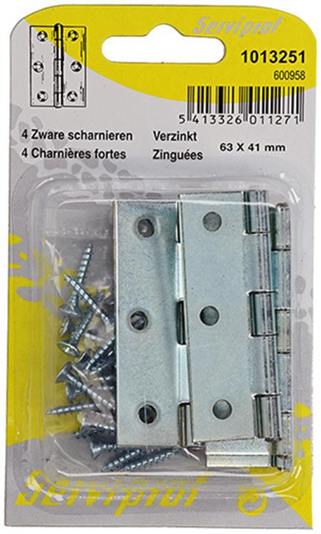 Afbeelding laden in galerijviewer, Mack 1013251 - 4 zware scharnieren verzinkt h 63 x b 41 mm | 5 stuks