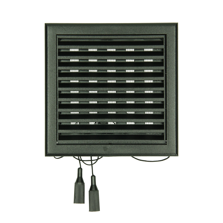 Afbeelding laden in galerijviewer, Renson 1069262 - opbouw regelbare rooster pvc 732 (154x154) str 9005 (zwart) | 2 stuks