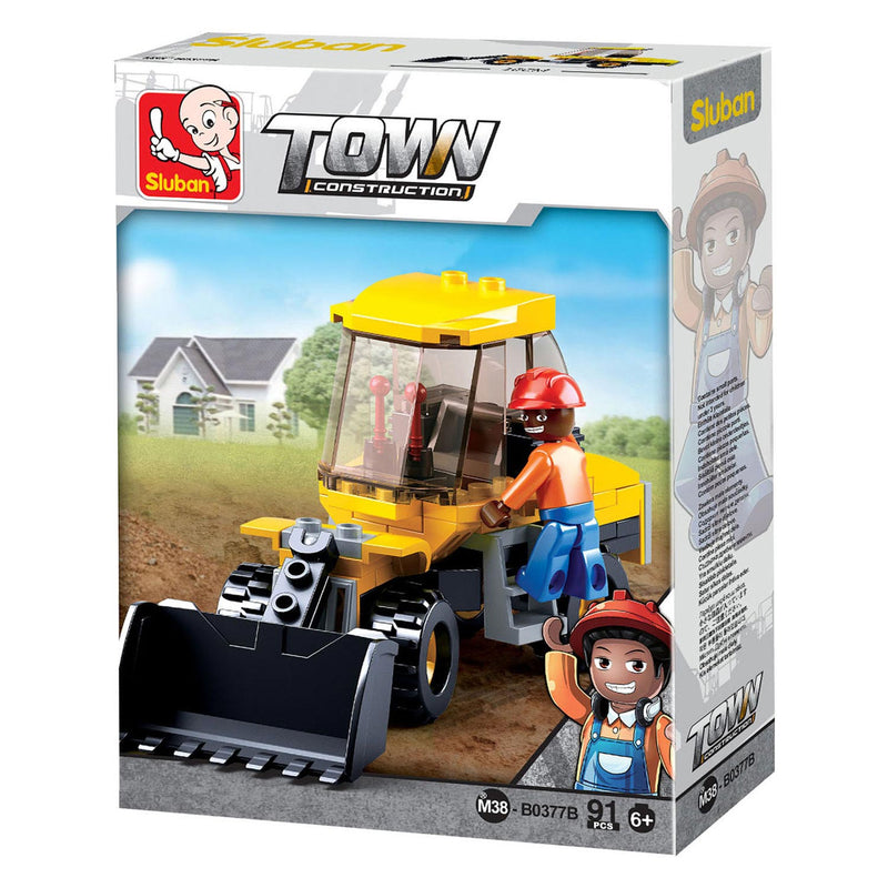 Laden Sie das Bild in Galerie -Viewer, Sluban wheel loader kleine shovel bouwspeelgoed kinderen vanaf 6 jaar – constructiespeelgoed modelbouw – bouwdoos met 91 bouwstenen – m38-b0377b