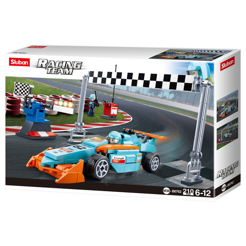 Afbeelding laden in galerijviewer, Sluban racing team klein circuit bouwspeelgoed kinderen vanaf 6 jaar – constructiespeelgoed bouwdoos met 210 bouwstenen – m38-b0762
