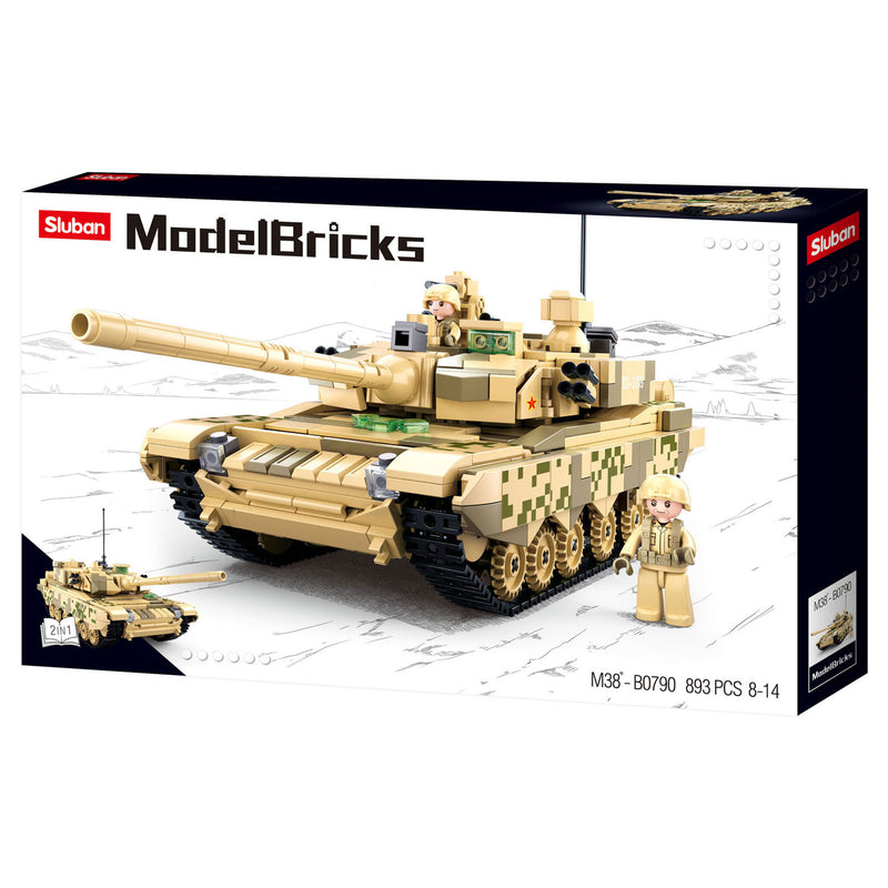 Afbeelding laden in galerijviewer, Sluban modelbricks army modern battle tank desert bouwspeelgoed – constructiespeelgoed modelbouw – bouwdoos met 893 bouwstenen – m38-b0790 vanaf 8 jaar