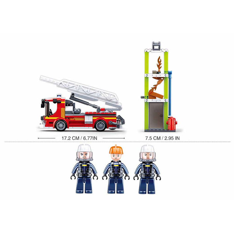 Afbeelding laden in galerijviewer, Sluban fire brandweerauto met telescoopladder ladderauto bouwspeelgoed kinderen vanaf 6 jaar – constructiespeelgoed bouwdoos met 343 bouwstenen – m38-b0966