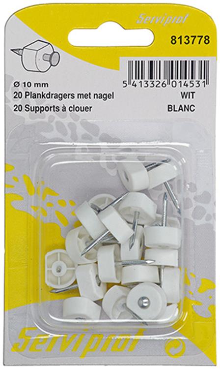 Afbeelding laden in galerijviewer, Mack 1017027 - 20 plankdragers met nagel wit | 5 stuks