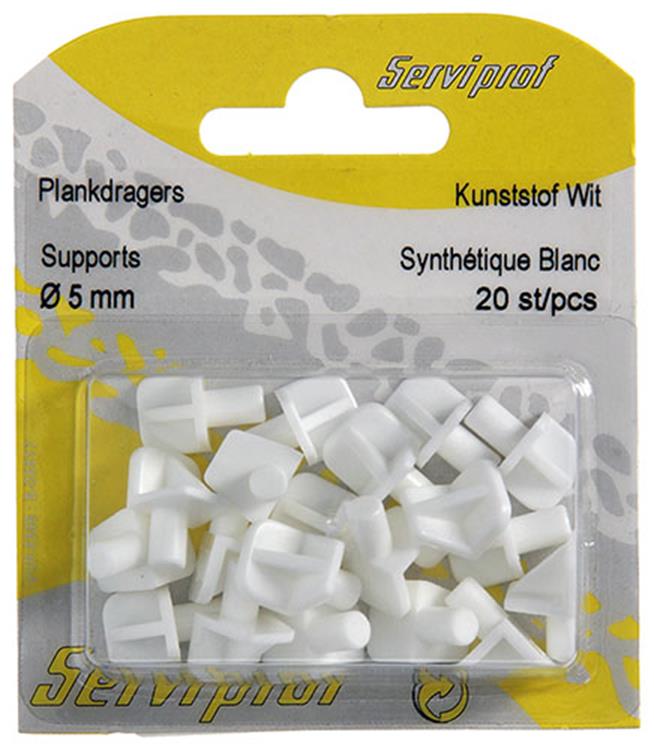 Afbeelding laden in galerijviewer, Mack 1015837 - 20 plankdragers kunststof wit ø 5 mm | 10 stuks