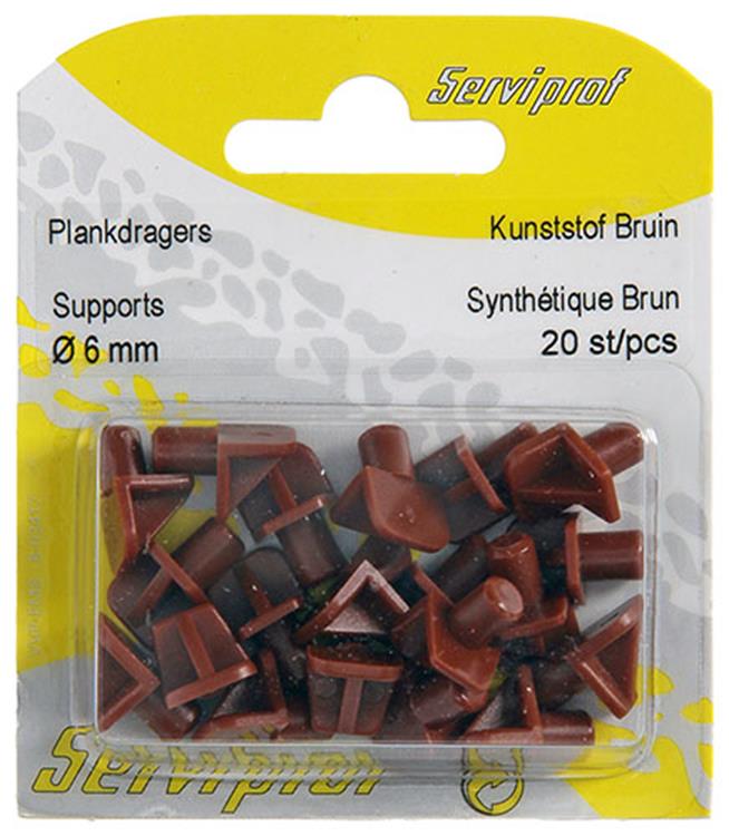 Afbeelding laden in galerijviewer, Mack 1015841 - 20 plankdragers kunststof bruin ø 6 mm | 5 stuks