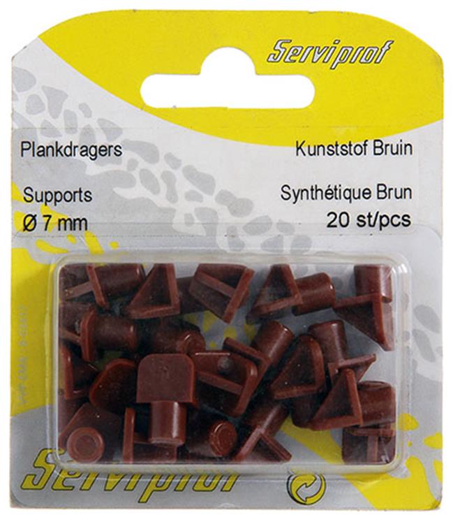 Afbeelding laden in galerijviewer, Mack 1015842 - 20 plankdragers kunststof bruin ø 7 mm | 5 stuks