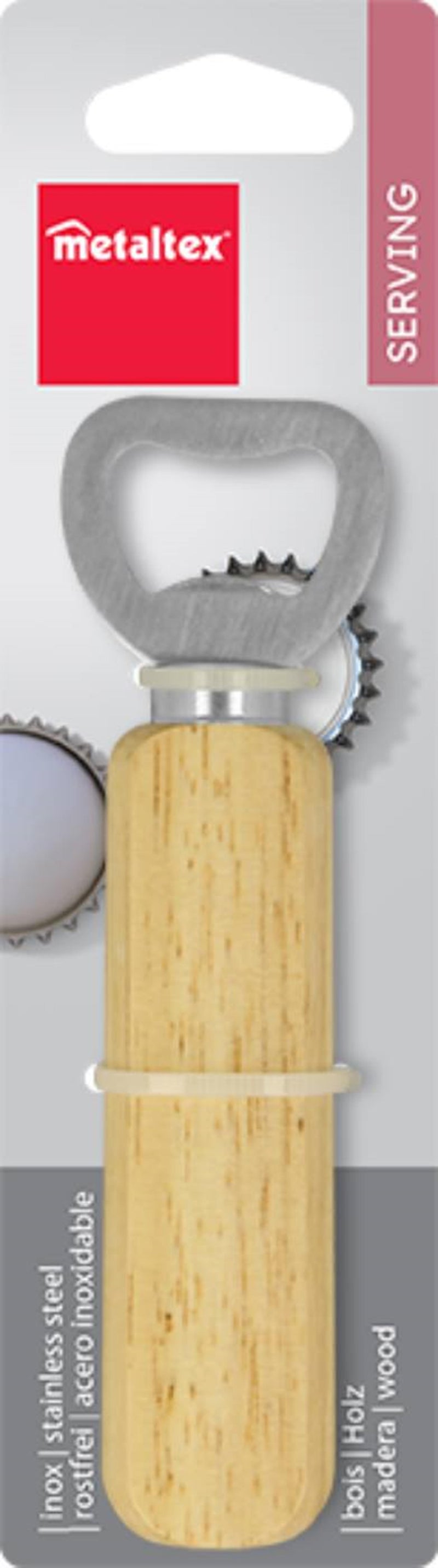 ギャラリービューアに画像をロードする, Metaltex flesopener rvs met houten greep