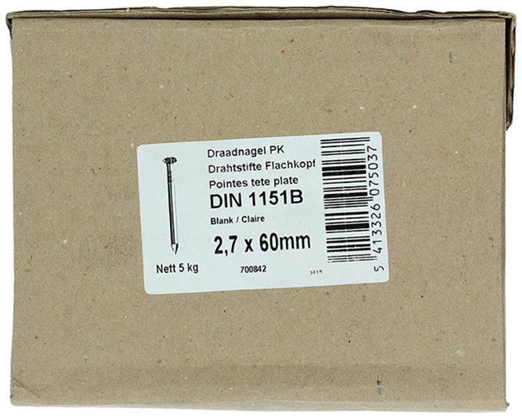 Afbeelding laden in galerijviewer, 1015642 - doos 5 kg. nagels platte kop 2,7x60 mm | 3 stuks