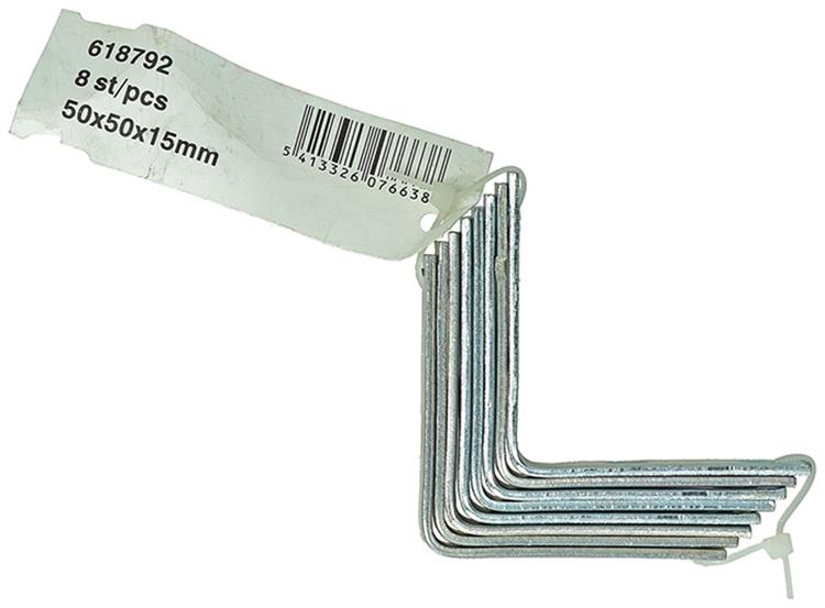 Afbeelding laden in galerijviewer, 1014299 - 8 geplooide winkelhaken verzinkt 50x50x15mm | 10 stuks