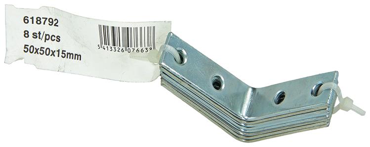 Afbeelding laden in galerijviewer, 1014299 - 8 geplooide winkelhaken verzinkt 50x50x15mm | 10 stuks