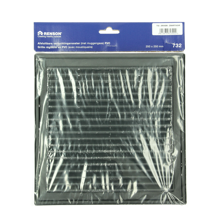Afbeelding laden in galerijviewer, Renson 1069264 - opbouw regelbare rooster pvc 732 (250x250) str 9005 (zwart) | 2 stuks