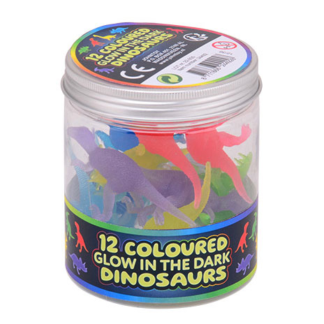 Load image into Gallery viewer, Johntoy glow in the dark gekleurde dino speelfiguren , 12st.