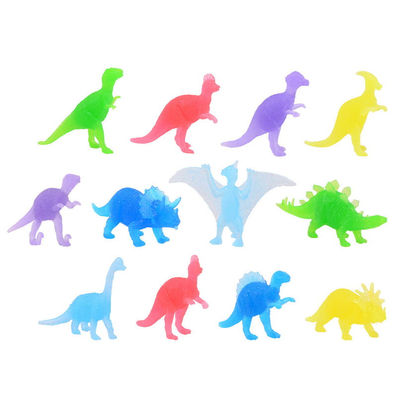 Load image into Gallery viewer, Johntoy glow in the dark gekleurde dino speelfiguren , 12st.
