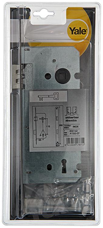 Afbeelding laden in galerijviewer, Yale 1019045 - 1 dubbel insteekslot l r inox a1353-27 55mm | 3 stuks