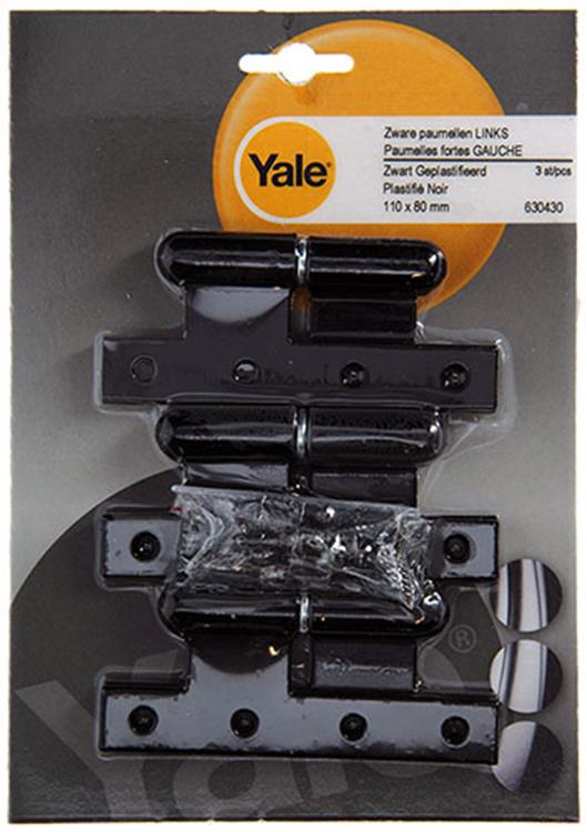 Afbeelding laden in galerijviewer, Yale 1019163 - 3 zware paumellen zwart geplast.links 110x80mm | 5 stuks