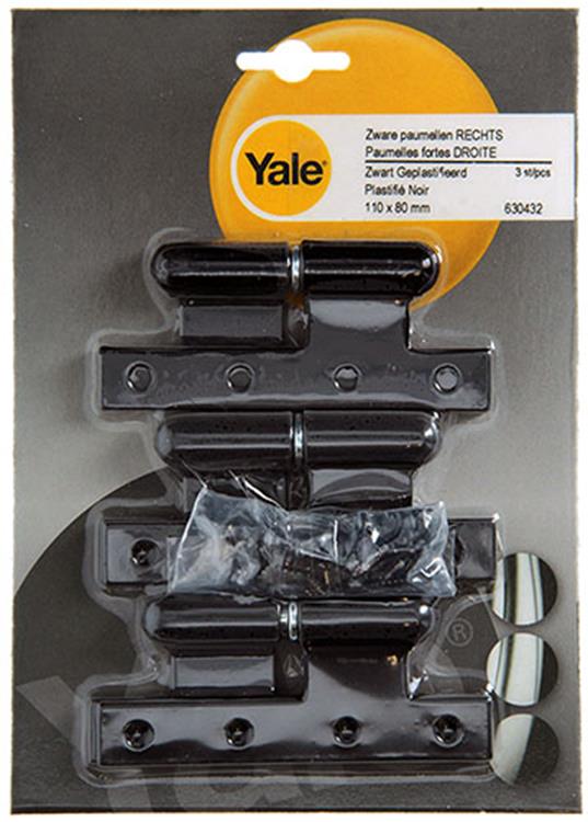 Afbeelding laden in galerijviewer, Yale 1019164 - 3 zware paumellen zwart geplast.rechts 110x80mm | 5 stuks