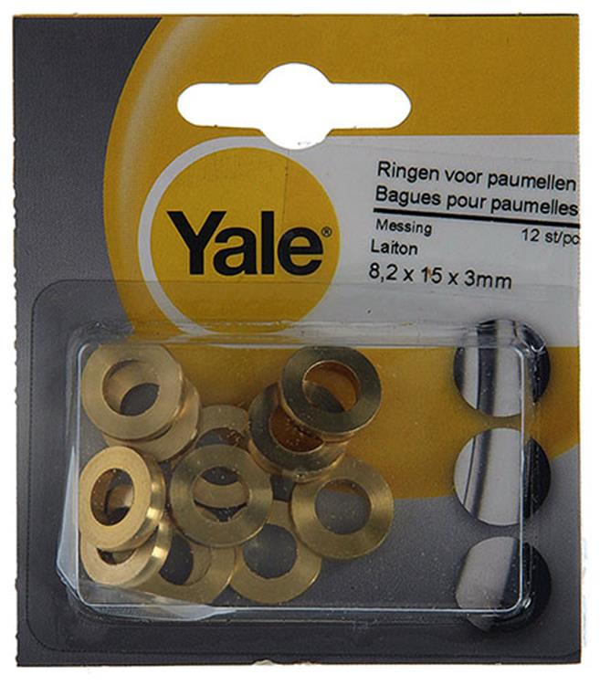 Afbeelding laden in galerijviewer, Yale 1019169 - 12 ringen voor paumellen messing 8,2x15x3mm | 5 stuks