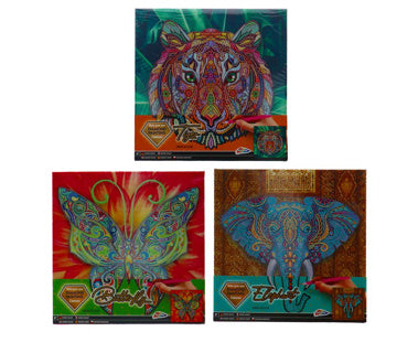 Afbeelding laden in galerijviewer, Grafix diamond painting op canvas | tijger | formaat 30x30cm | diamond painting pakket volledig | thema dieren | diamond painting op canvas | inclusief diamond painting pen en schudbakje | eindresultaat ophangen aan de muur