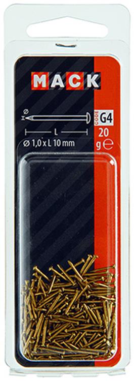 Afbeelding laden in galerijviewer, Mack 1017166 - nagel bolle kop messing 20 gr 1,0 x 10 mm | 10 stuks