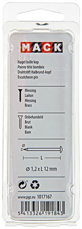 Afbeelding laden in galerijviewer, Mack 1017167 - nagel bolle kop messing 20 gr 1,2 x 12 mm | 10 stuks