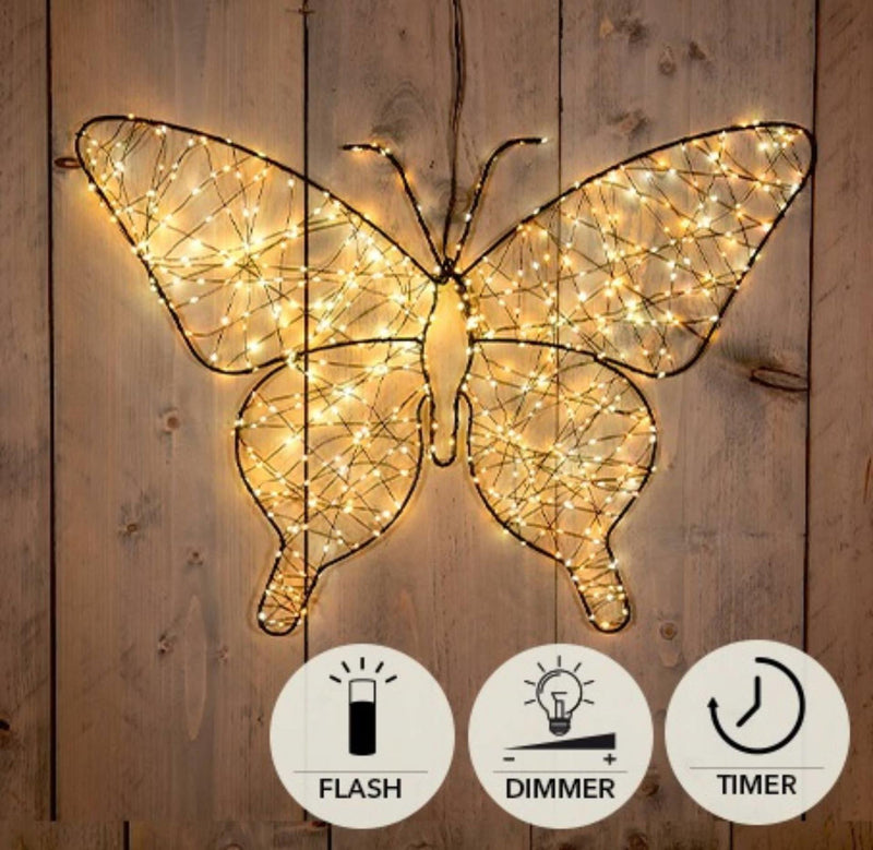 Afbeelding laden in galerijviewer, Anna's collection verlichte vlinder 43cm 600led ip44 met flitsfunctie timer dimmer