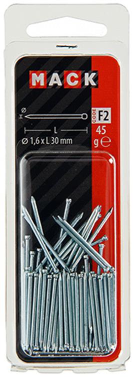 Afbeelding laden in galerijviewer, Mack 1017176 - nagel ronde kop staal gehard 45 gr 1,6 x 30 mm | 10 stuks