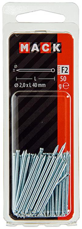 Afbeelding laden in galerijviewer, Mack 1017177 - nagel ronde kop staal gehard 50 gr 2,0 x 40 mm | 10 stuks