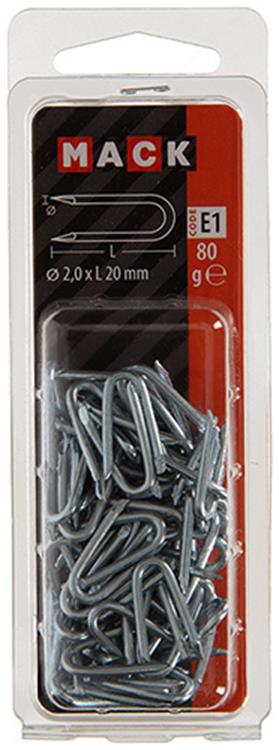 Afbeelding laden in galerijviewer, Mack 1017208 - kram staal verzinkt 80 gr 2,0 x 20 mm | 5 stuks
