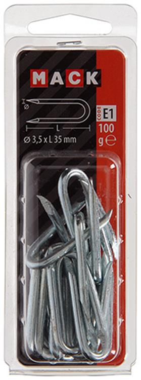 Afbeelding laden in galerijviewer, Mack 1017211 - kram staal verzinkt 100 gr 3,5 x 35 mm | 5 stuks