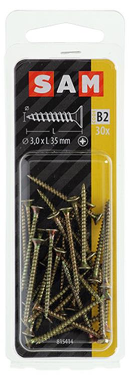 Afbeelding laden in galerijviewer, Mack 1017220 - spaanplaatschroef vz kop geelverz.30 st 3,0 x 35 mm | 10 stuks