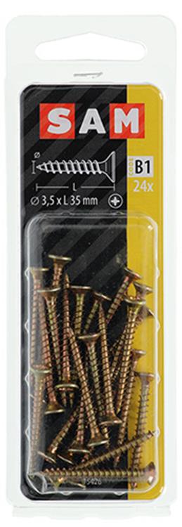Afbeelding laden in galerijviewer, Mack 1017226 - spaanplaatschroef vz kop geelverz.24 st 3,5 x 35 mm | 10 stuks