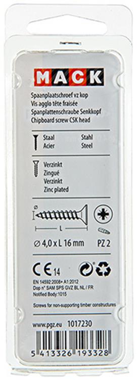 Afbeelding laden in galerijviewer, Mack 1017230 - spaanplaatschroef vz kop geelverz.35 st 4,0 x 16 mm | 10 stuks