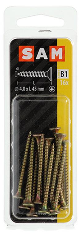 Afbeelding laden in galerijviewer, Mack 1017236 - spaanplaatschroef vz kop geelverz.16 st 4,0 x 45 mm | 10 stuks