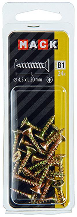 Afbeelding laden in galerijviewer, Mack 1017241 - spaanplaatschroef vz kop geelverz.24 st 4,5 x 20 mm | 10 stuks