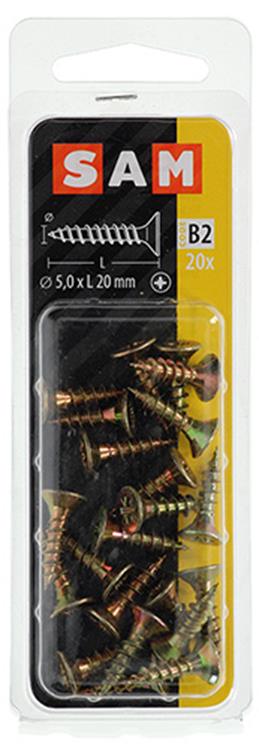 Afbeelding laden in galerijviewer, Mack 1017251 - spaanplaatschroef vz kop geelverz.20 st 5,0 x 20 mm | 10 stuks