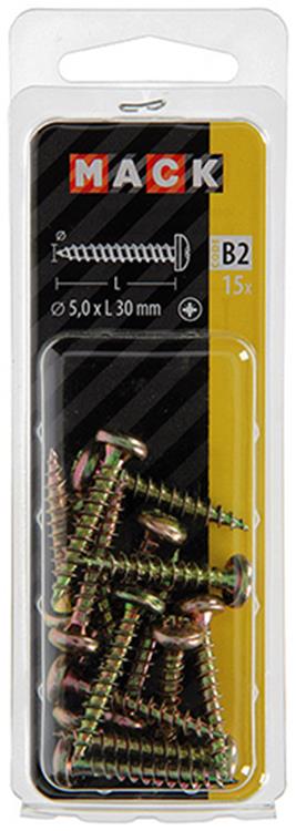 Afbeelding laden in galerijviewer, Mack 1017279 - spaanplaatschroef cylkop geelverz.15 st 5,0 x 30 mm | 10 stuks