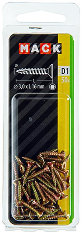 Afbeelding laden in galerijviewer, Mack 1017281 - spaanplschr.vzkop-zelfb. geelverz. 50 st 3,0 x 16 mm | 10 stuks