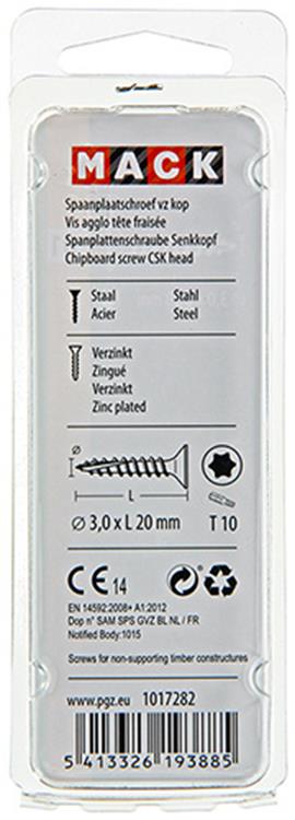 Afbeelding laden in galerijviewer, Mack 1017282 - spaanplschr.vzkop-zelfb. geelverz. 45 st 3,0 x 20 mm | 10 stuks